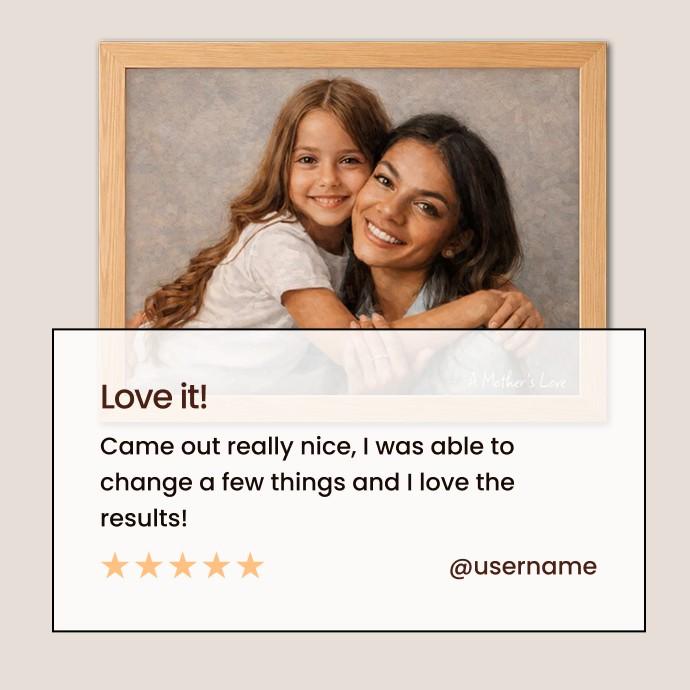 Framed photo of a woman and a child with a positive review overlay. - Image 4