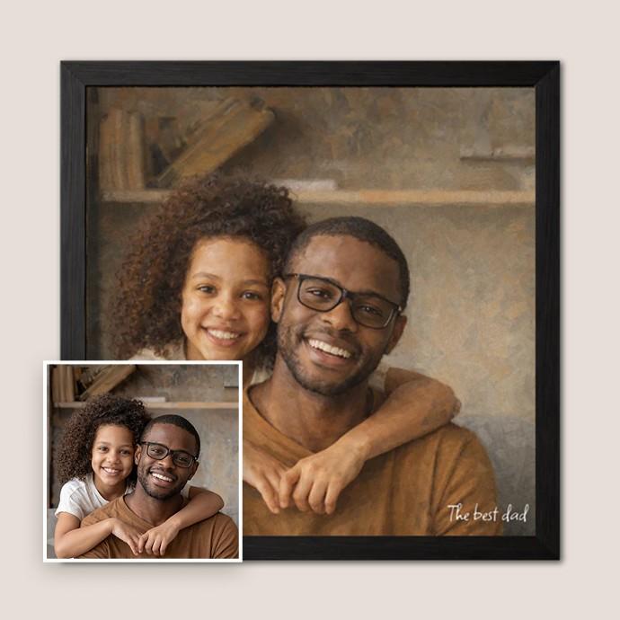 Framed portrait of a father and daughter with a smaller inset photo, set against a neutral background. - Image 5