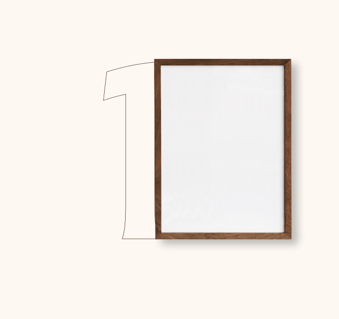 Solid wood frame moulding with premium craftsmanship and natural walnut grain.